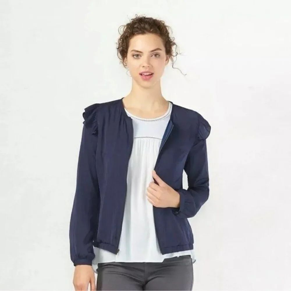 Lauren Conrad Women Navy Zip Front Top /Jacket Size 10